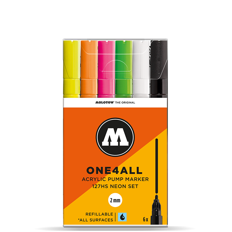 Molotow ONE4ALL 127HS Neon Set | 6 stk 2mm