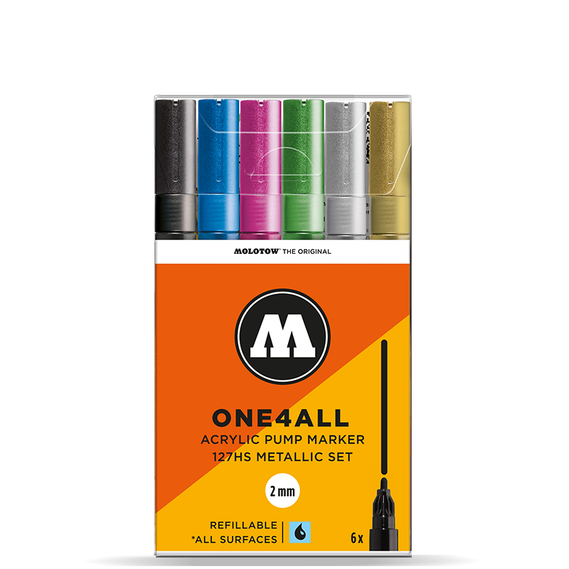Molotow ONE4ALL 127HS Metallic Set | 6 stk 2mm