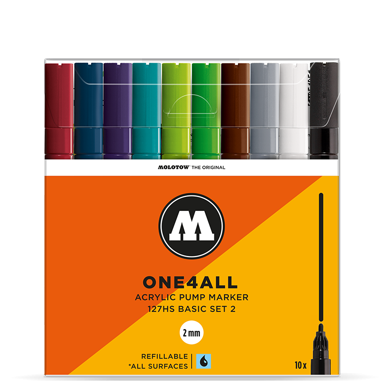 Molotow ONE4ALL 127HS Basic Set II | 10 stk 2mm