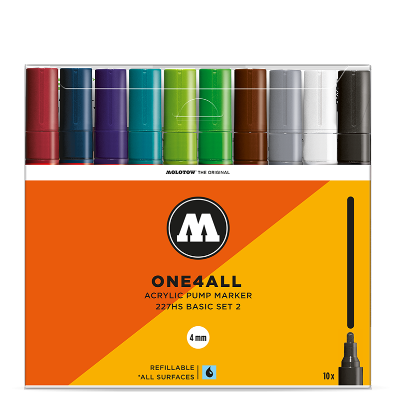 Molotow ONE4ALL 227HS Basic Set II | 10 stk 4mm