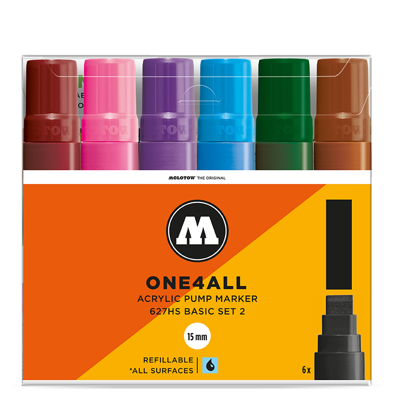 MOLOTOW ONE4ALL 627HS Basic Set 2 | 6 stk 15mm