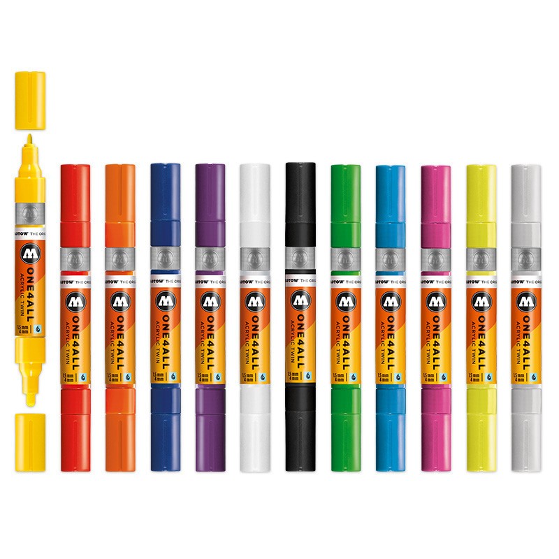 Molotow ONE4ALL Acrylic Twin Marker Basic Set I | 12 stk