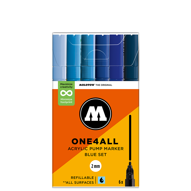 Molotow ONE4ALL 127HS Blue Set | 6 stk 2mm