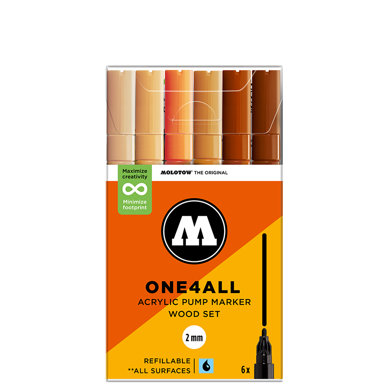 Molotow ONE4ALL 127HS Wood Set | 6 stk 2mm