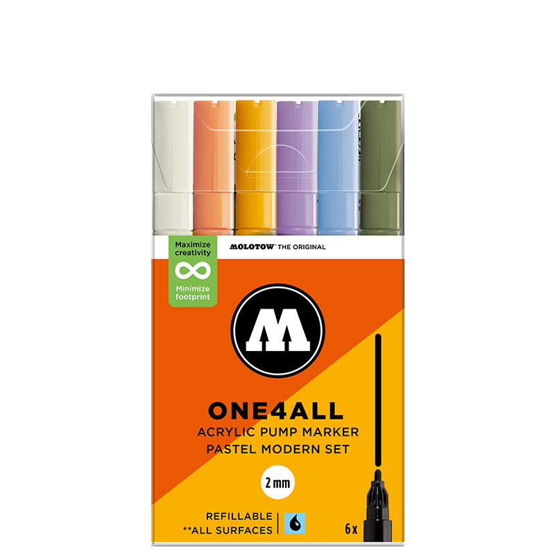 Molotow ONE4ALL 127HS Pastel Modern Set | 6 stk 2mm