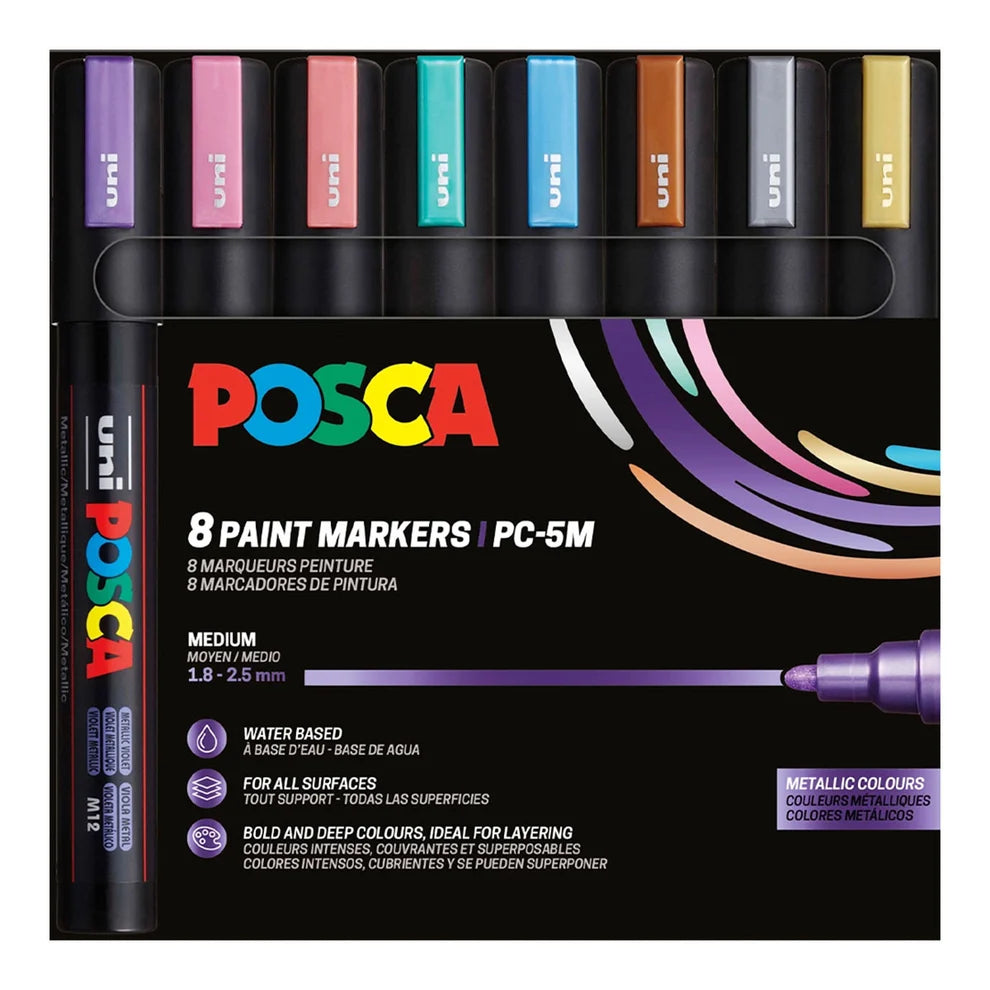 POSCA PC-5M Marker Set | 8 stk Metallic