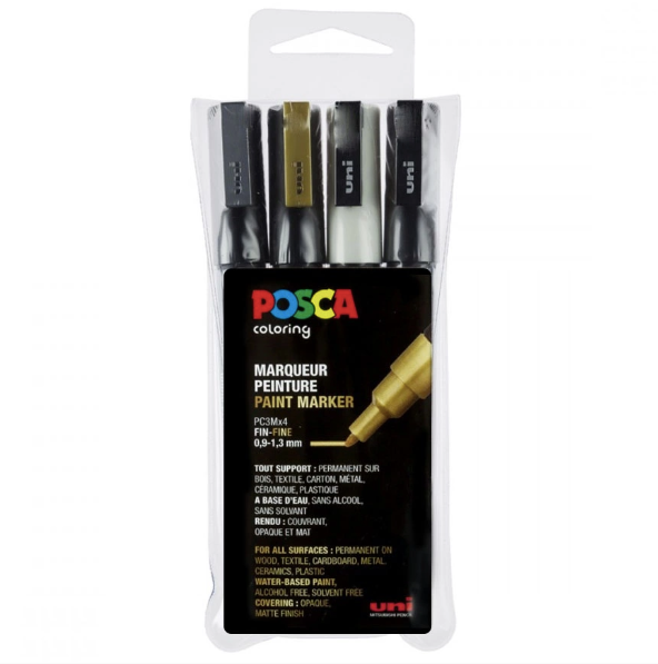 POSCA PC-3M Marker Set | 4 stk