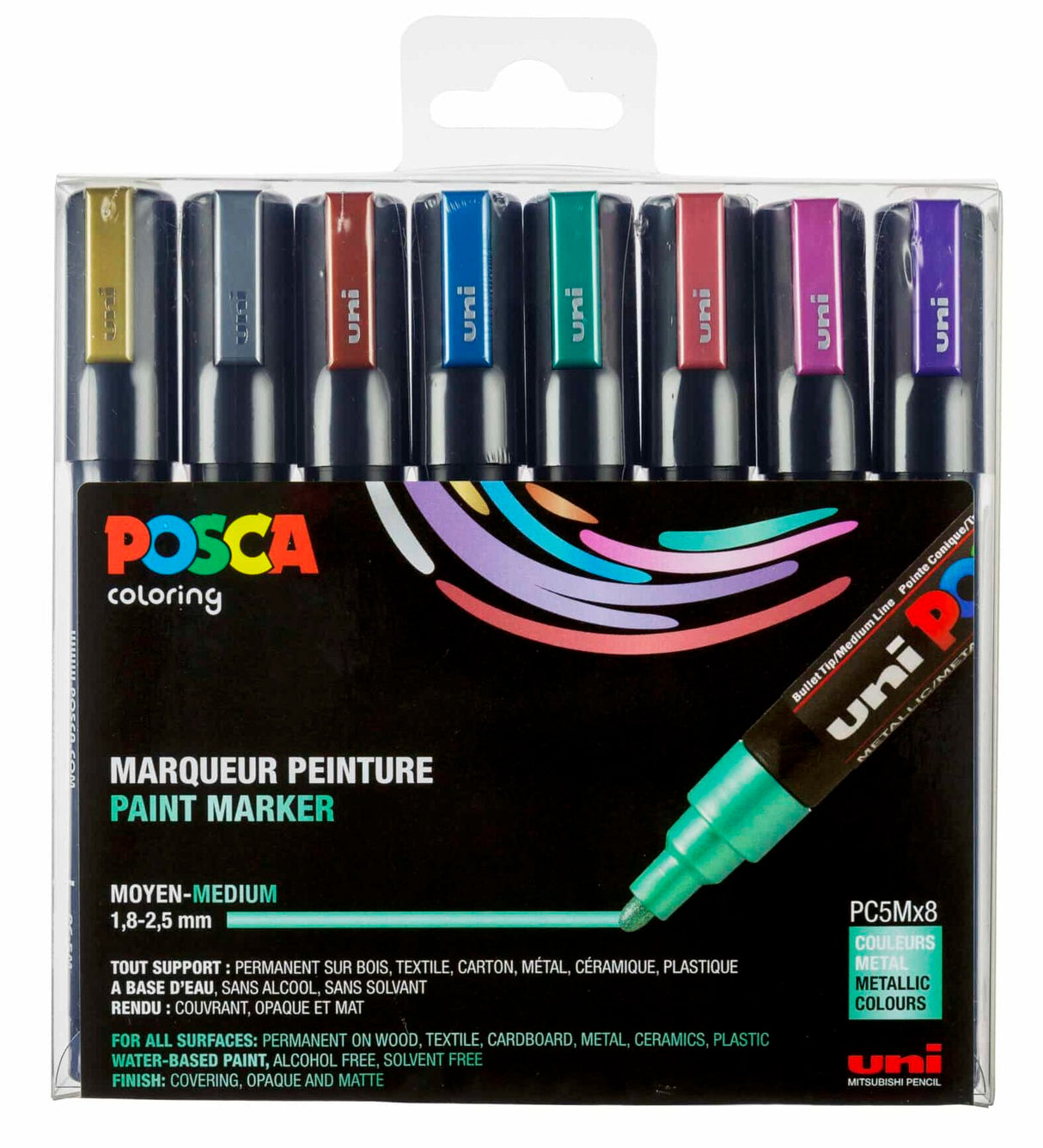 POSCA PC-5M Marker Set | 8 stk Metallic