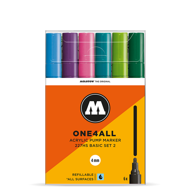 Molotow ONE4ALL 227HS Basic Set II | 6 stk 4mm