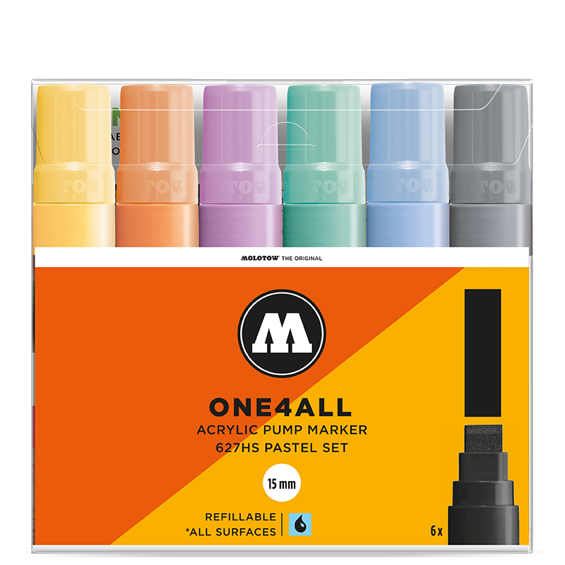 MOLOTOW ONE4ALL 627HS Pastel Set | 6 stk 15mm