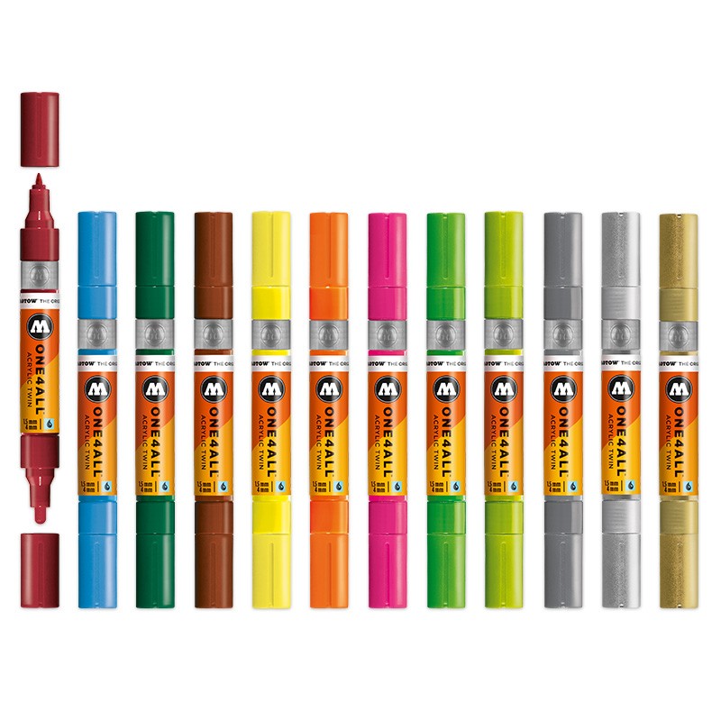 Molotow ONE4ALL Acrylic Twin Marker Basic Set II | 12 stk