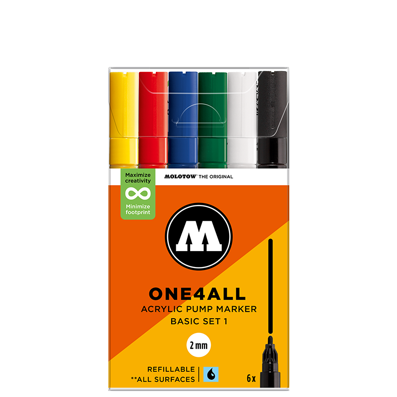 Molotow ONE4ALL 127HS Basic Set 1 | 6 stk 2mm