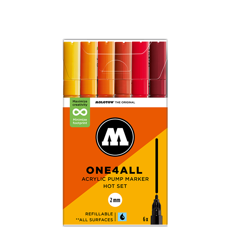 Molotow ONE4ALL 127HS Hot Set | 6 stk 2mm