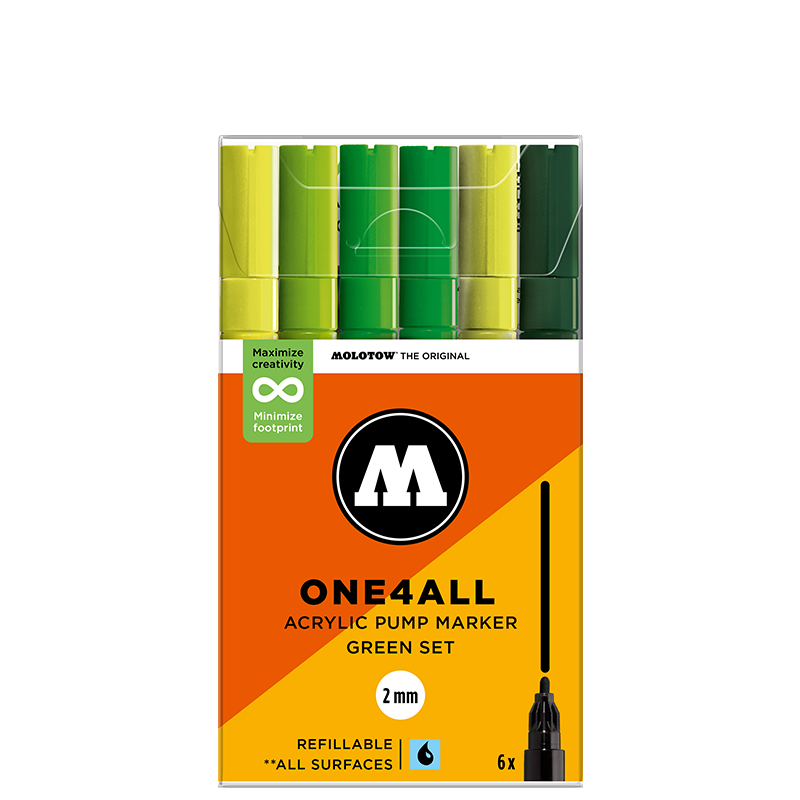 Molotow ONE4ALL 127HS Green Set | 6 stk 2mm