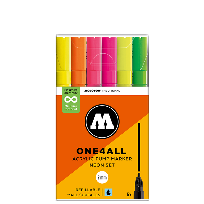 Molotow ONE4ALL 127HS Neon Set | 6 stk 2mm