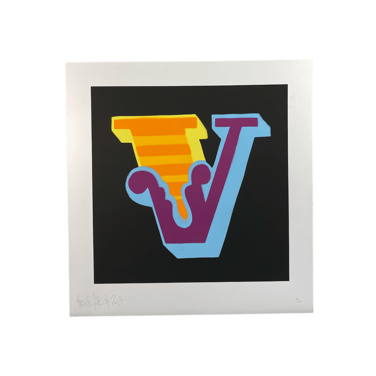 Ben Eine - V, Signeret Print (55 x 57cm)