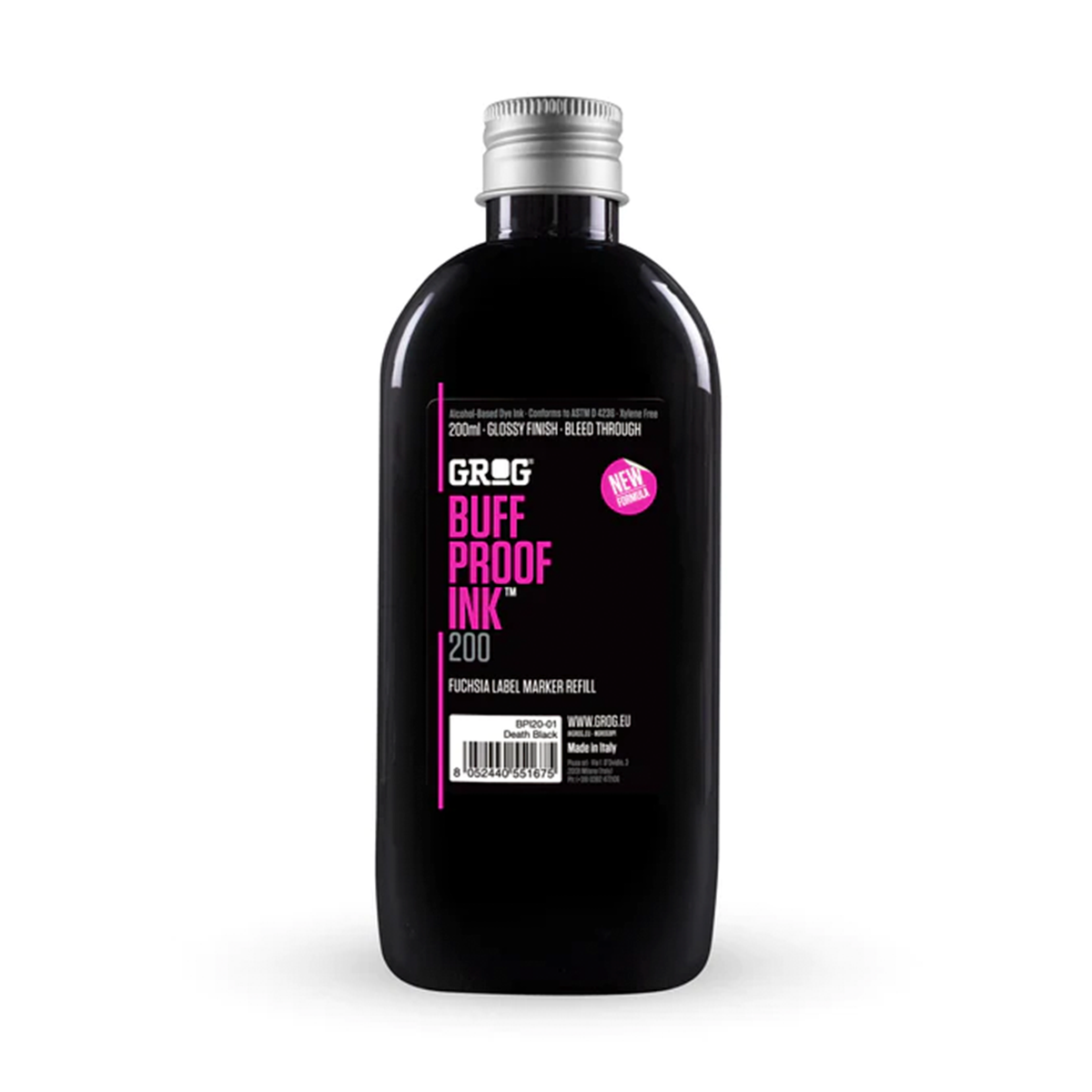 GROG Buff Proof Ink Refill | 200ml | Death Black | BPI20-01