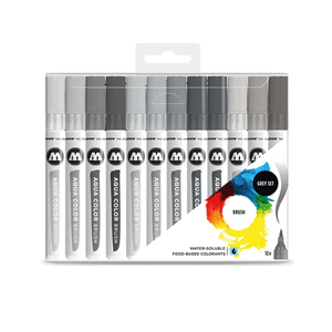 Molotow Aqua Color Brush Set | 12 stk Grey Set