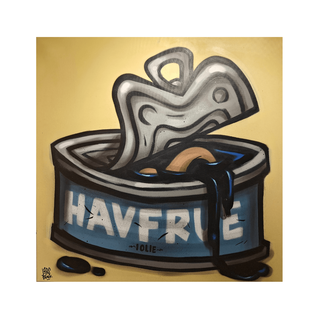 Lars Pank - Havfrue på Dåse, Maleri (80 x 80cm)