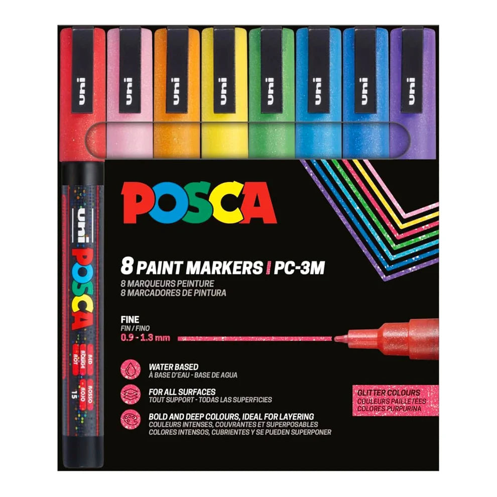 POSCA PC-3M Marker Set | 8 stk Glitter