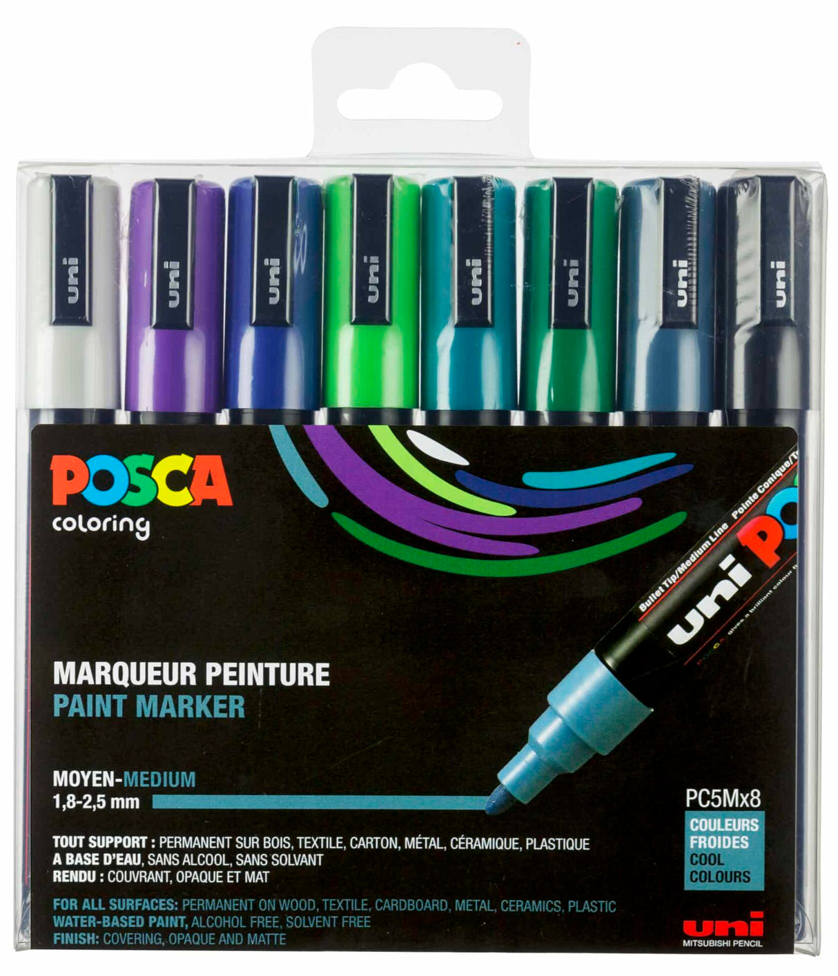 POSCA PC-5M Marker Set | 8 stk Cool