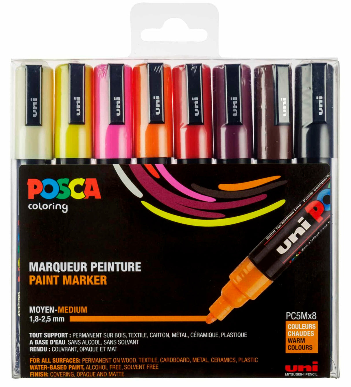 POSCA PC-5M Marker Set | 8 stk Warm