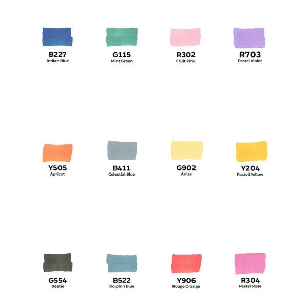 Toki Fader Layout Marker Set | 12 stk Pastel